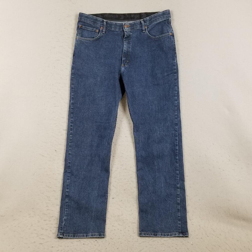 Wrangler Jeans Mens 36x32 Blue Medium Wash Straight‎ Stretch Denim Pants